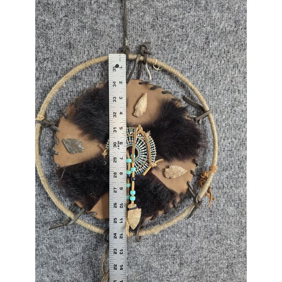 Native American Style Dream Catcher Leather Fur Decor Tribal Wall Art - Picture 2 of 8